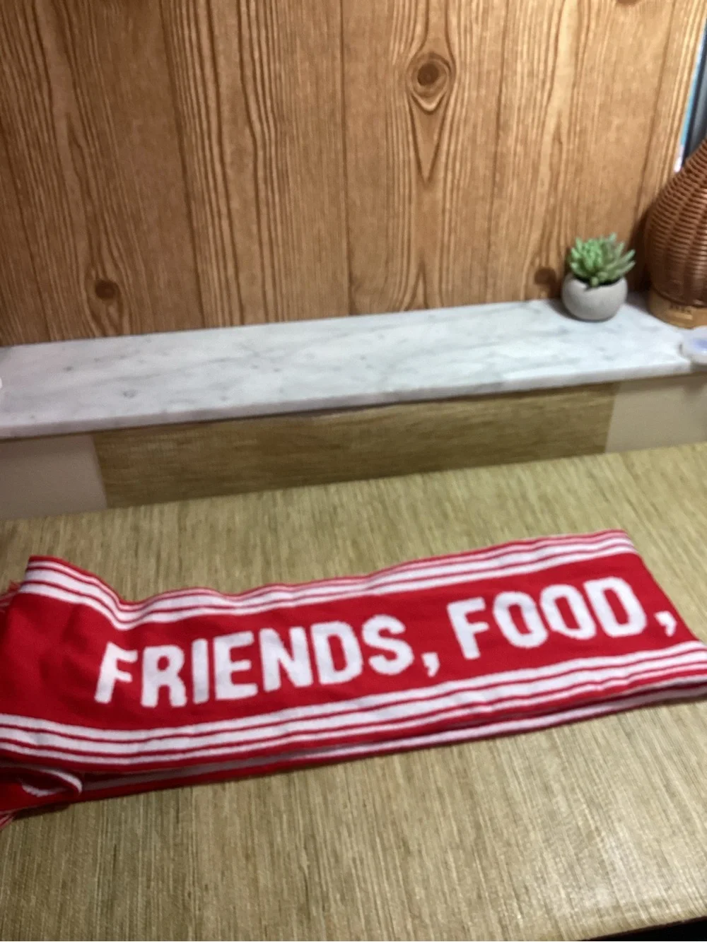 Netherlands Fotbol is Life Food is Love White & Red Soccer Scarf -